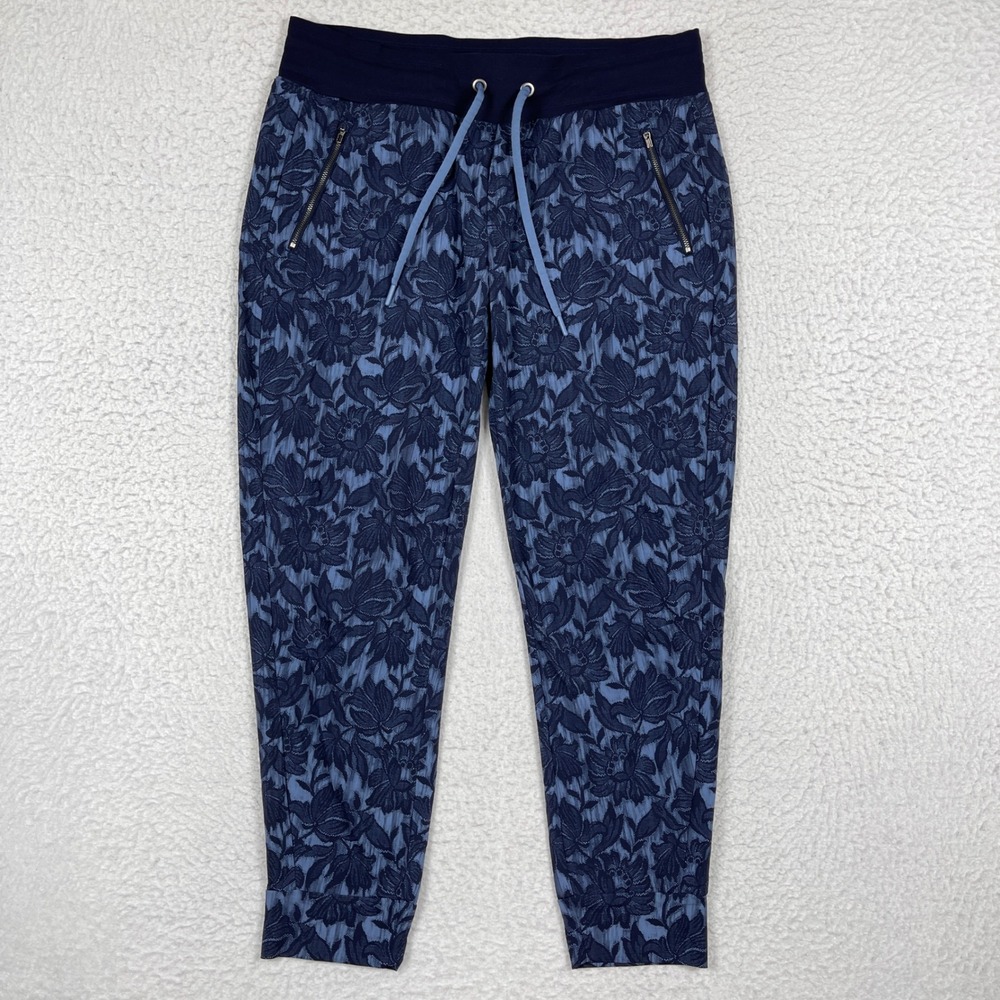 Athleta Trekkie North Jogger Womens 14 Blue Floral Jacquard Hiking Athleisure